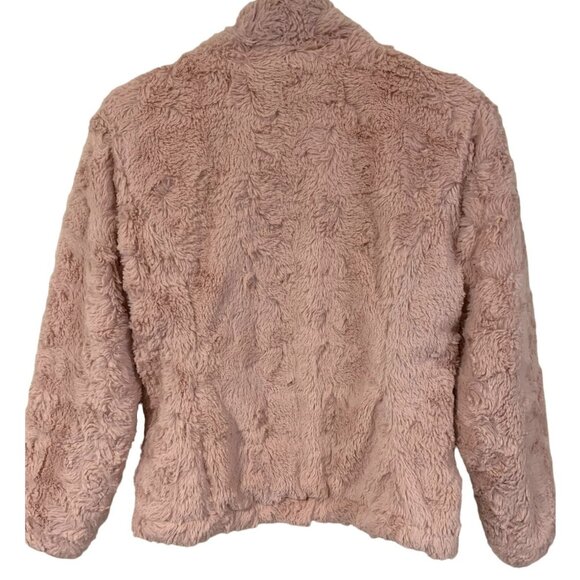 ME JANE Reversible Sherpa Jacket Womens Medium Full Zip Quilted Fuzzy Coat Warm - Picture 3 of 7